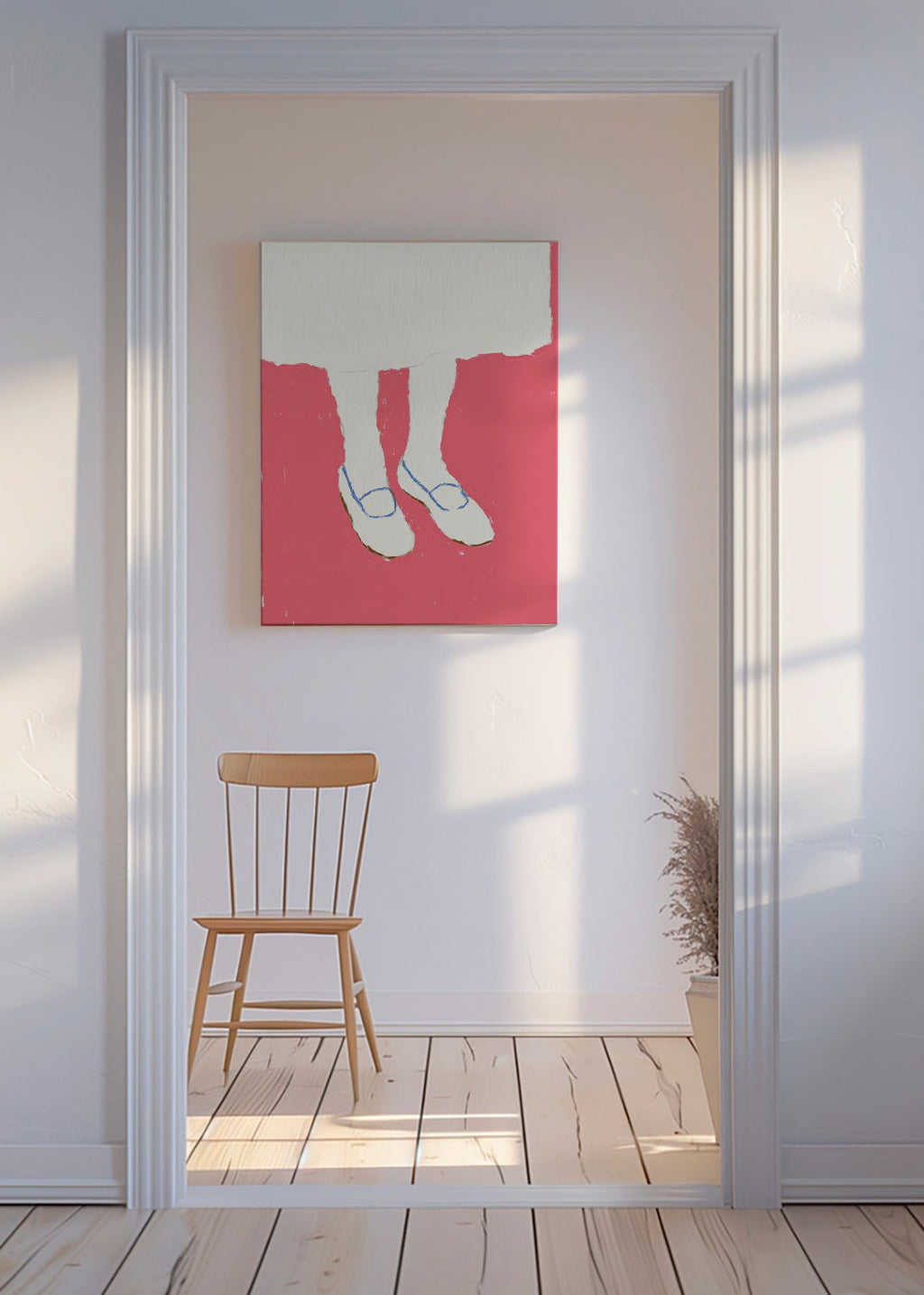 Illustration de jambes aux chaussures roses