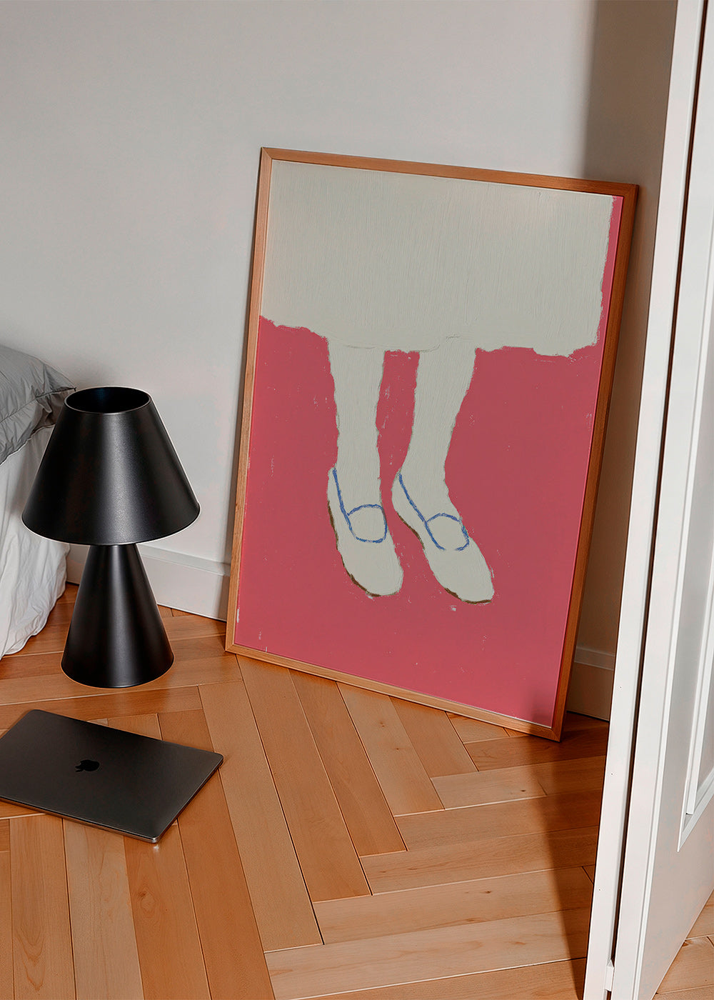 Illustration de jambes aux chaussures roses