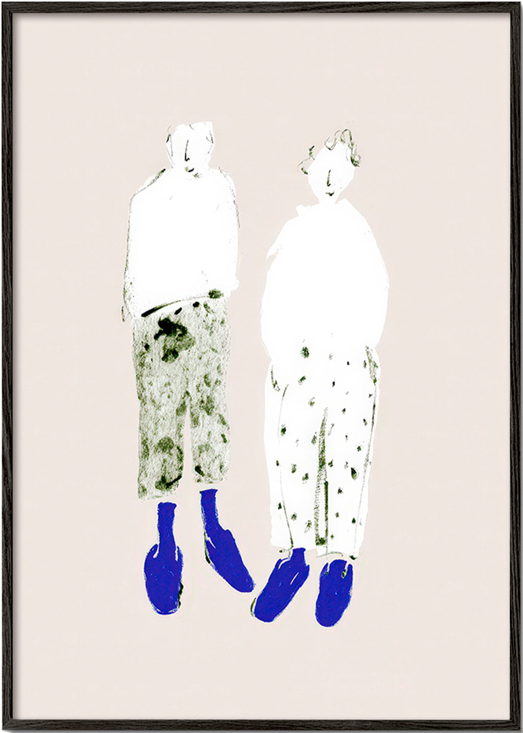 Illustration minimaliste de couple aux bottes bleues