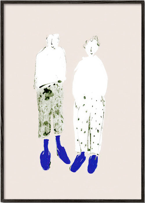 Illustration minimaliste de couple aux bottes bleues