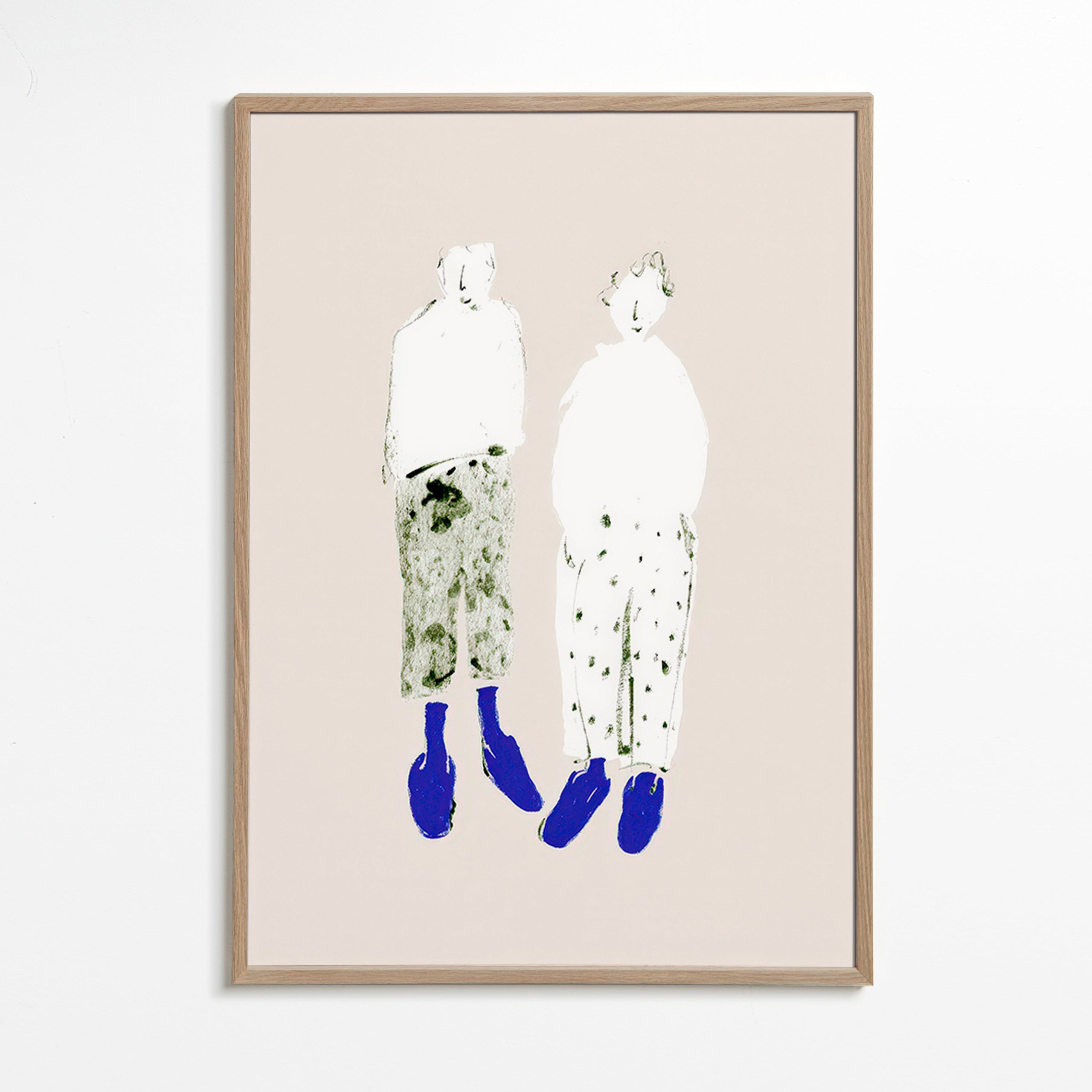 Illustration minimaliste de couple aux bottes bleues
