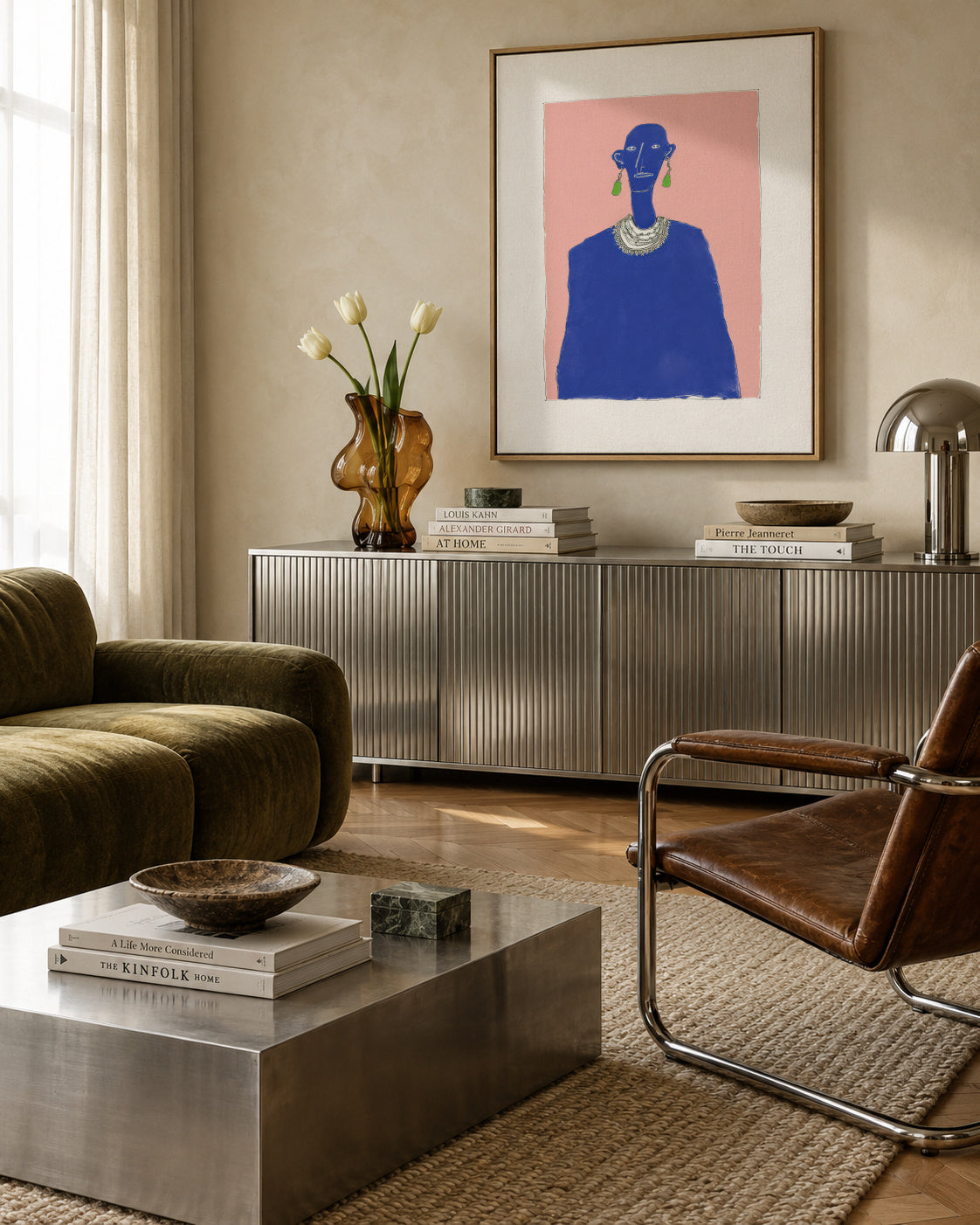 Sapphire Portrait - Framed canvas in an interior