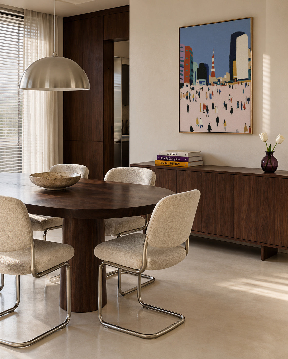 City Crowd - Framed canvas in an interior