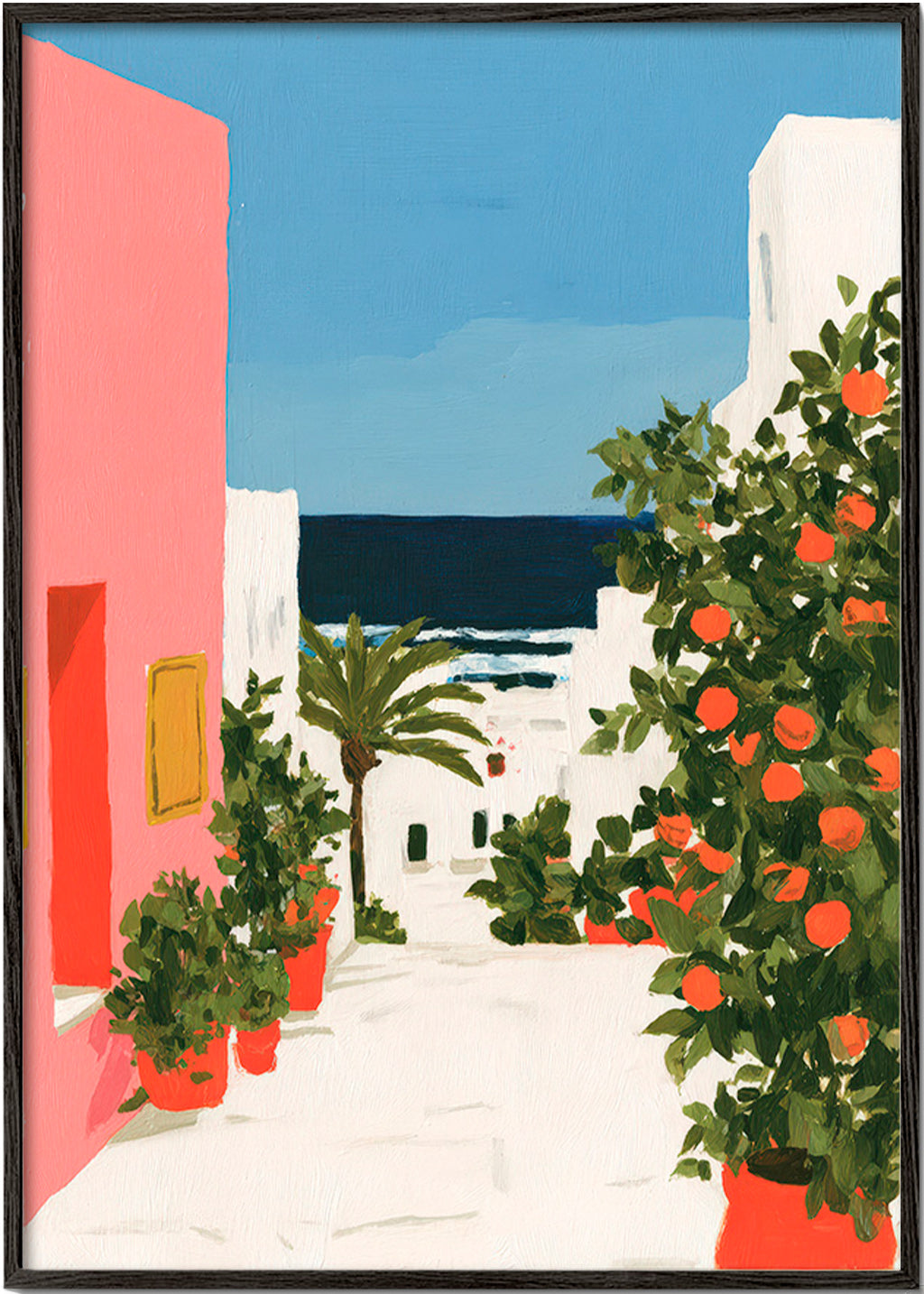 Tableau de paysage côtier aux orangers
