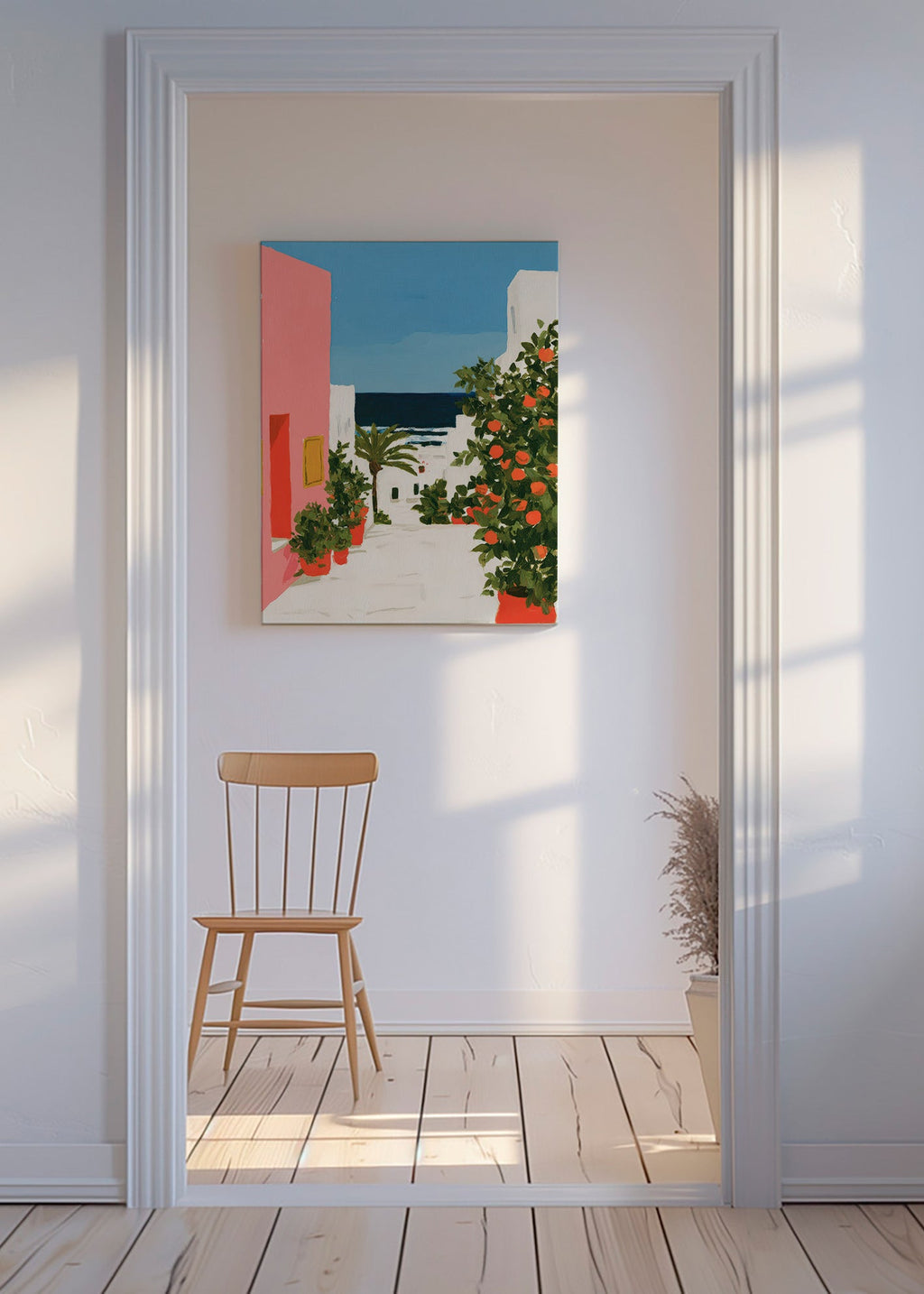 Tableau de paysage côtier aux orangers