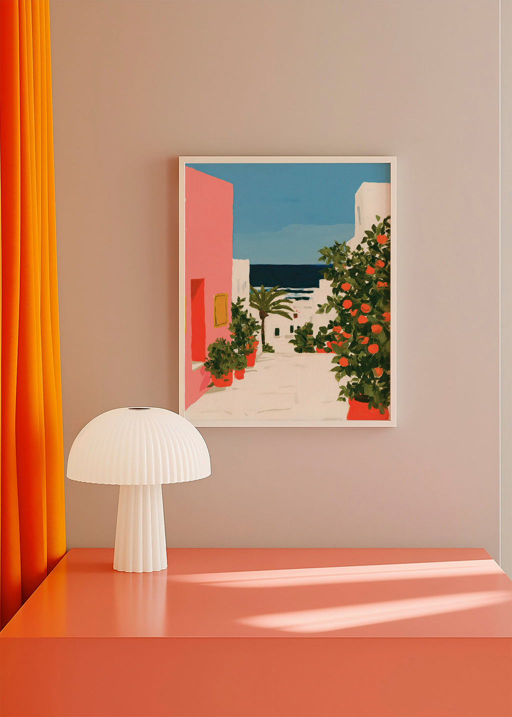 Tableau de paysage côtier aux orangers