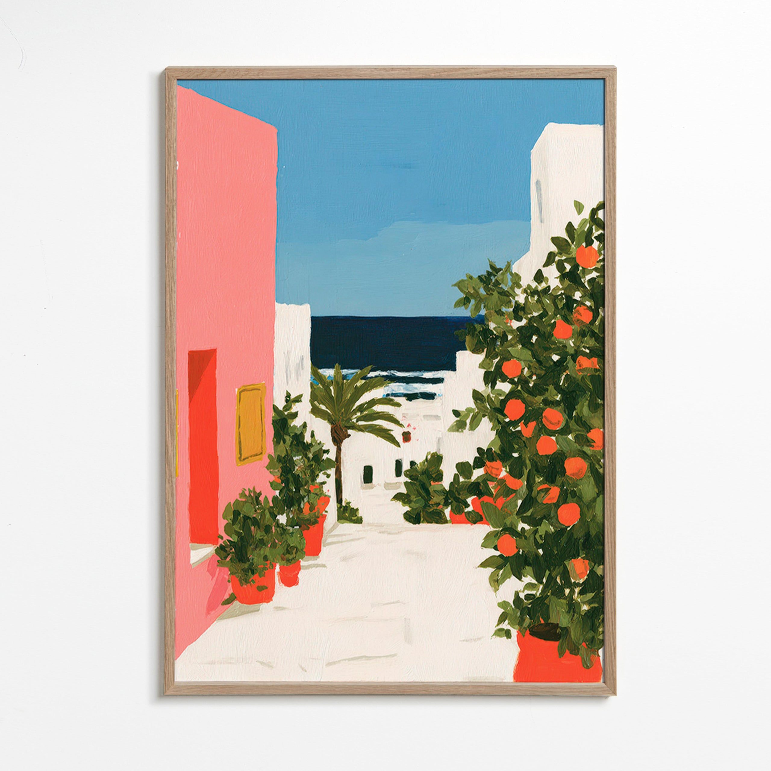 Tableau de paysage côtier aux orangers