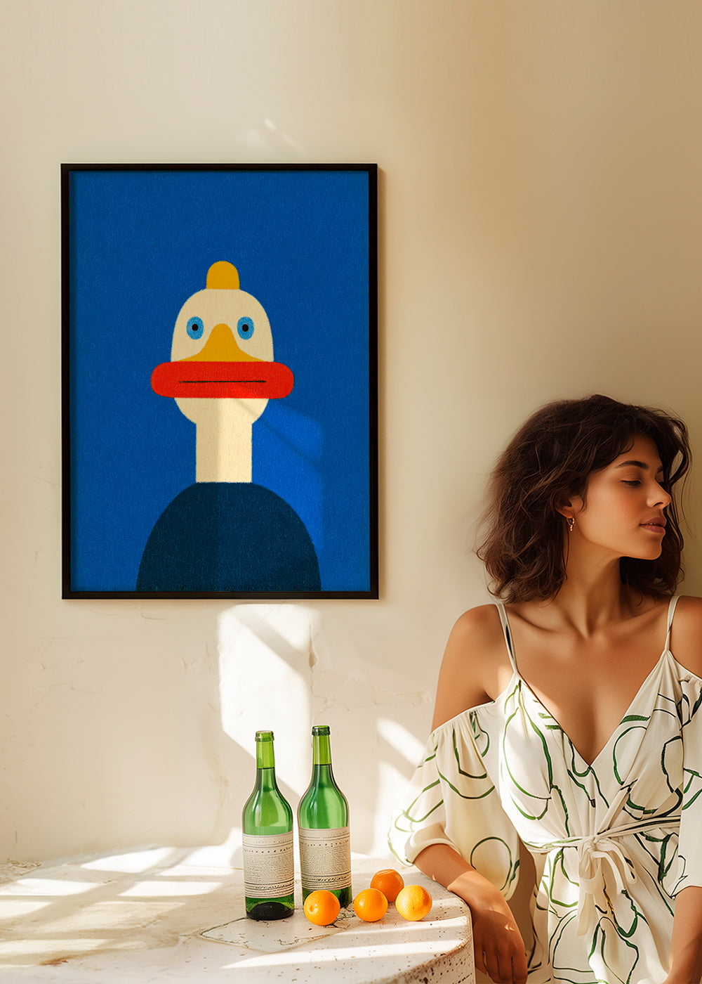 Œuvre canard bleu illustrée