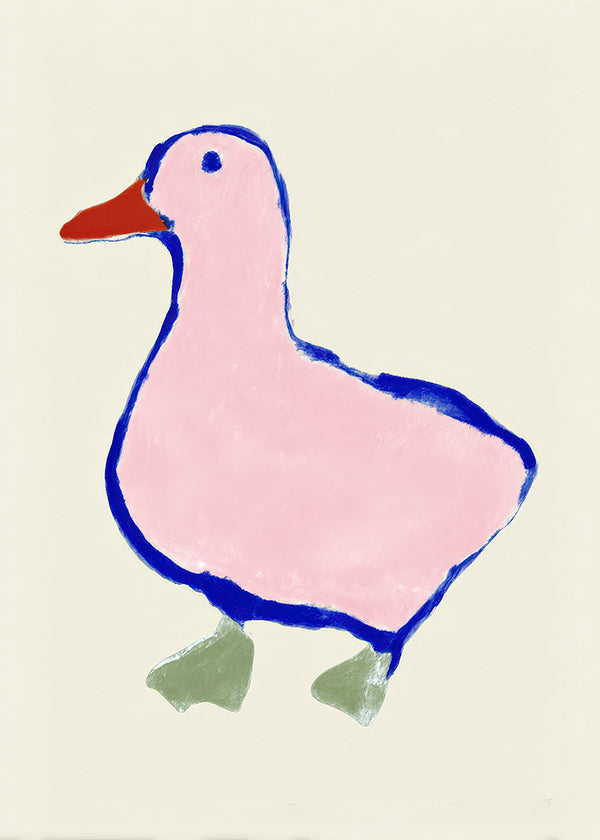 Illustration enfant: caneton rose espiègle