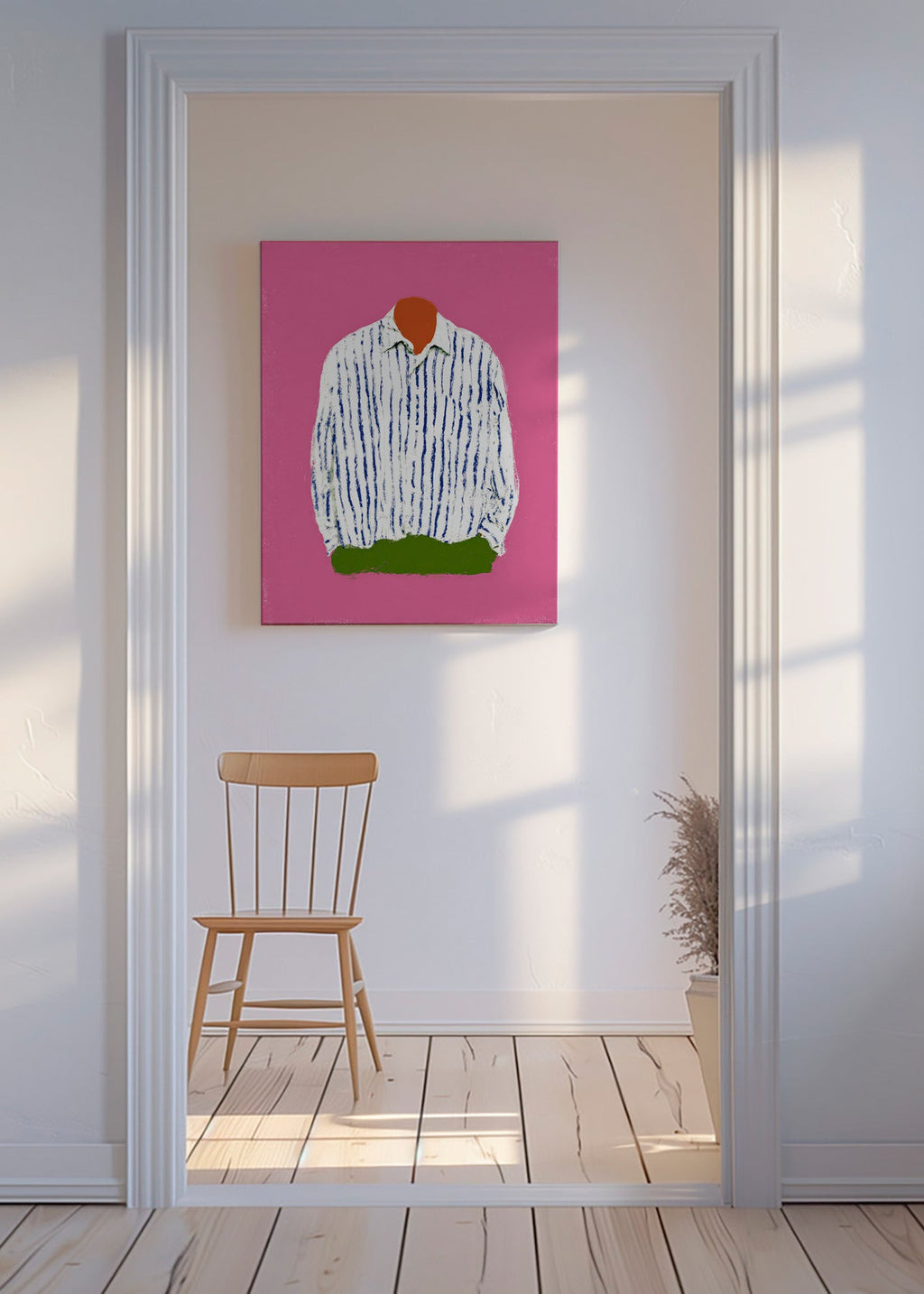 Illustration de chemise à rayures sur fond rose