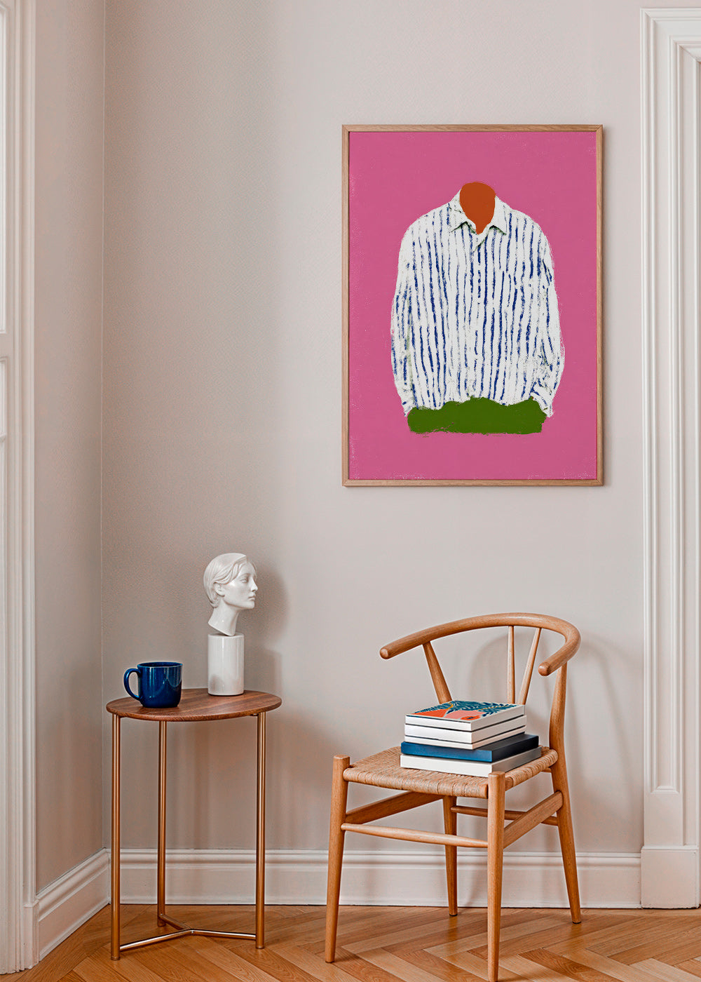 Illustration de chemise à rayures sur fond rose