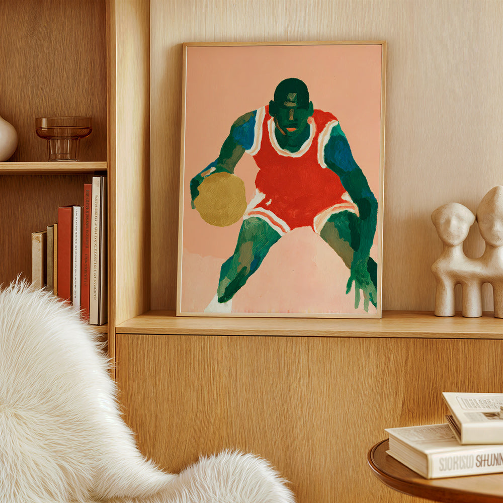 Art sportif: joueur de basket en action