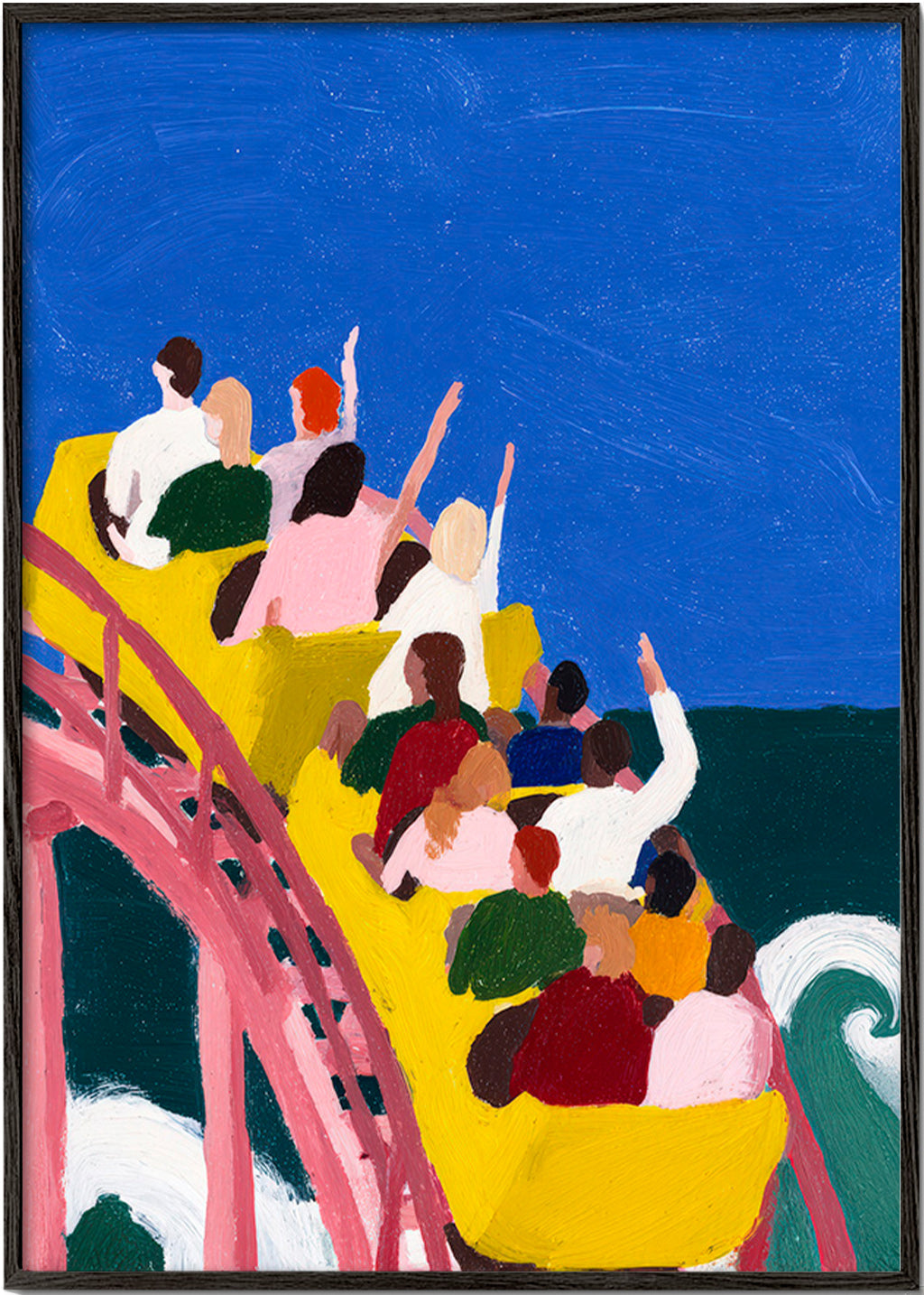 Illustration montagnes russes au bord de la mer
