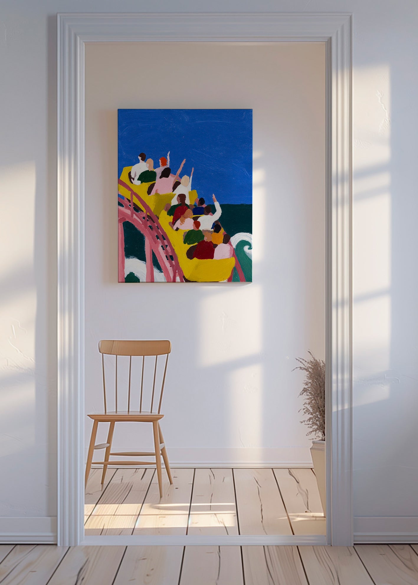 Illustration montagnes russes au bord de la mer