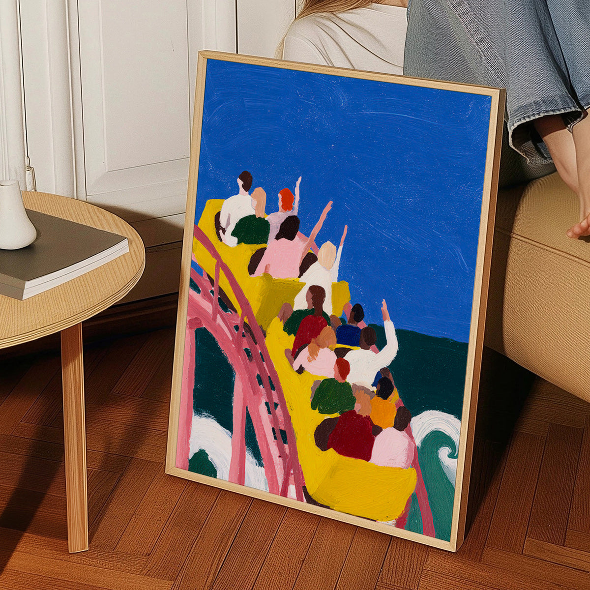 Illustration montagnes russes au bord de la mer