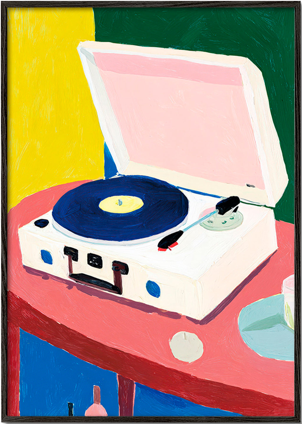 Illustration : tourne-disque rétro sur table