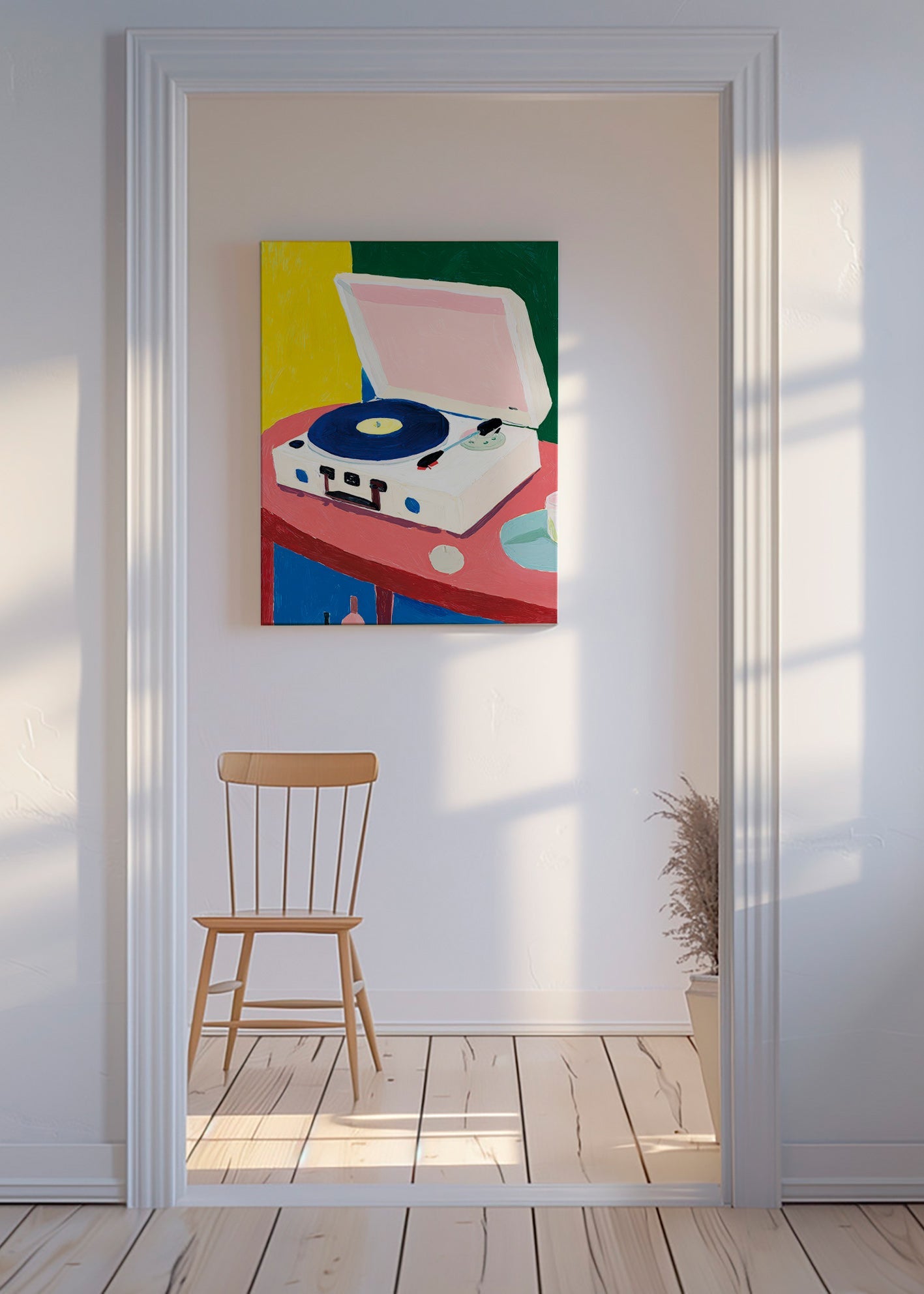Illustration : tourne-disque rétro sur table
