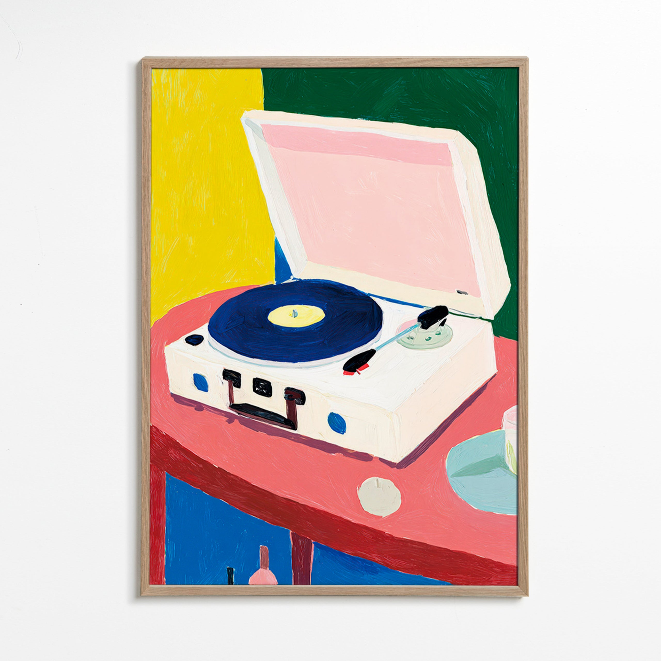 Illustration : tourne-disque rétro sur table