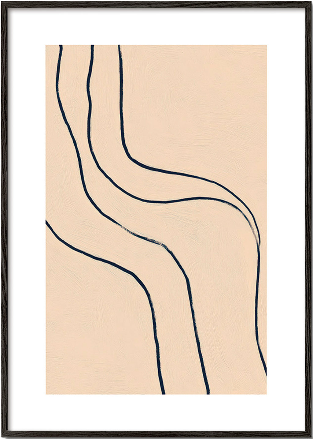 Tableau minimaliste à lignes fluides sur beige