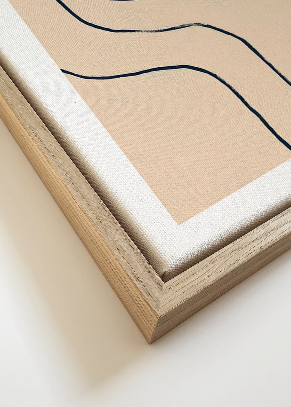 Tableau minimaliste à lignes fluides sur beige