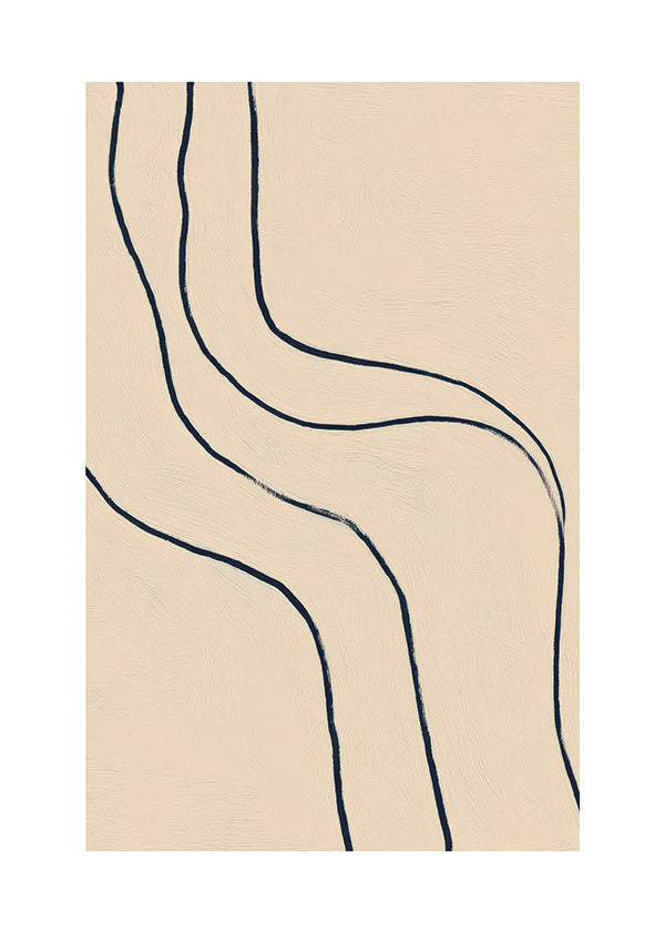 Tableau minimaliste à lignes fluides sur beige