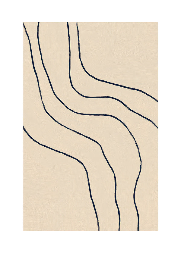 Œuvre minimaliste aux lignes organiques beige