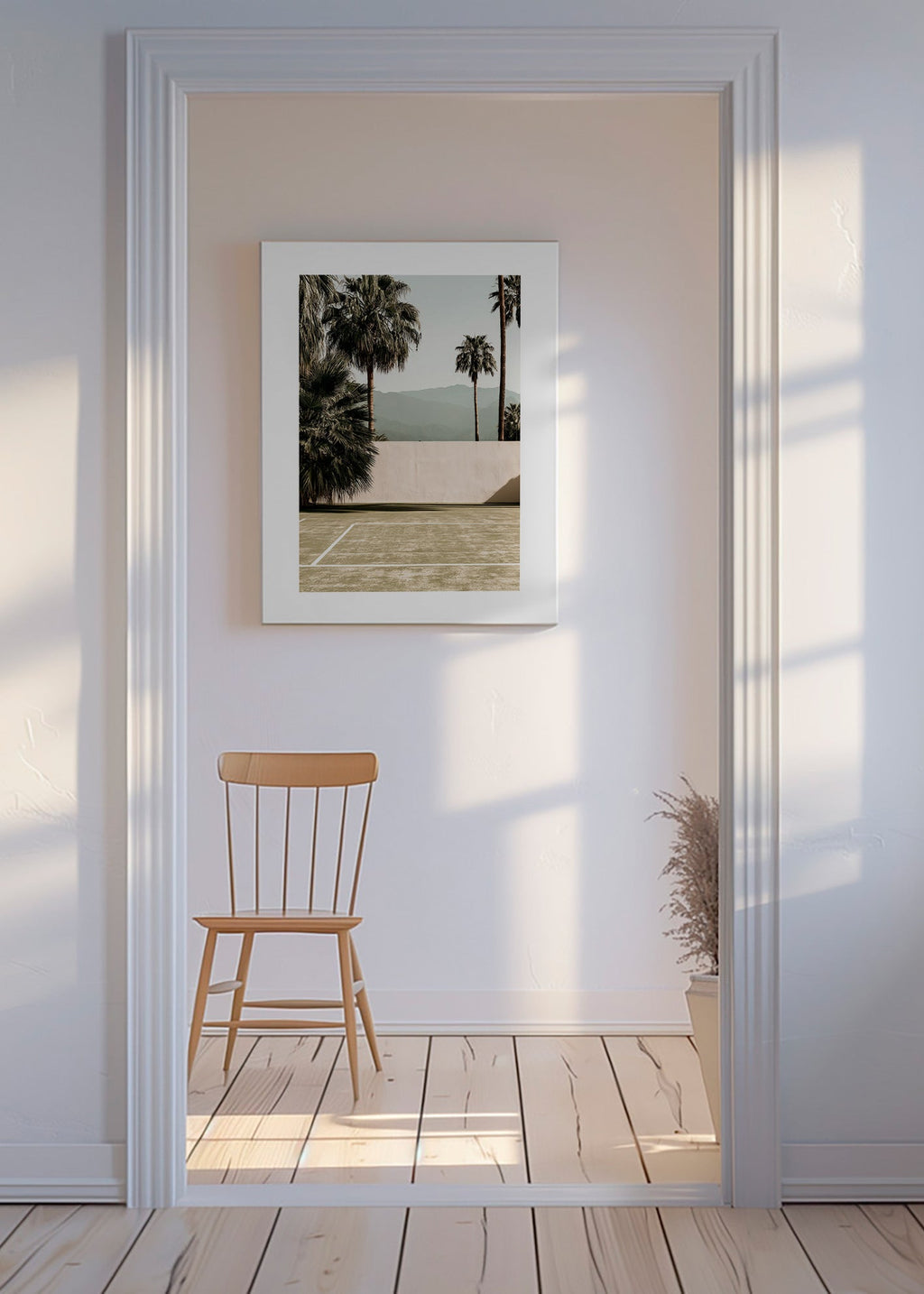 Art de paysage palmiers et mur minimal