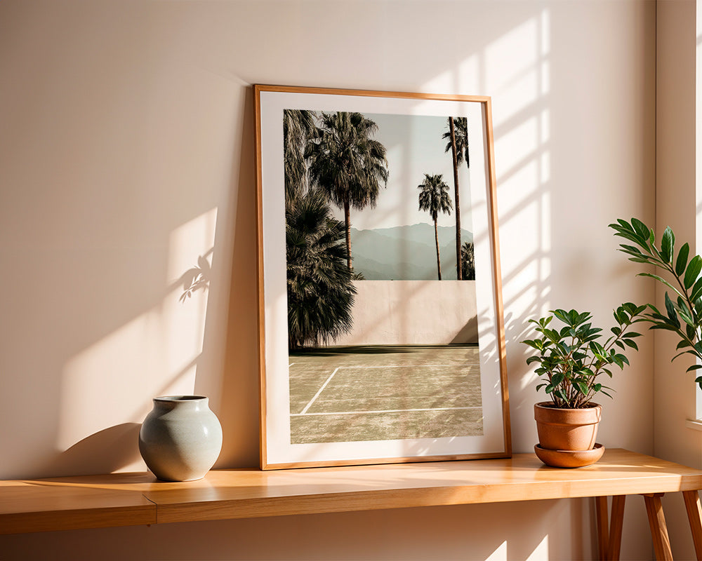 Art de paysage palmiers et mur minimal