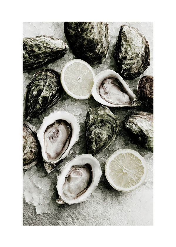 Art de cuisine avec huîtres et citron
