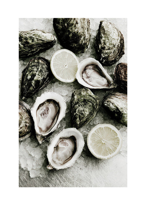 Art de cuisine avec huîtres et citron