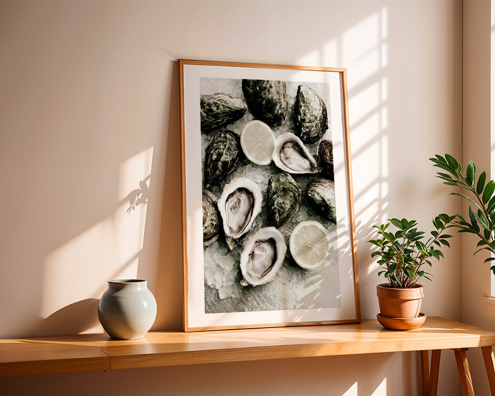 Art de cuisine avec huîtres et citron