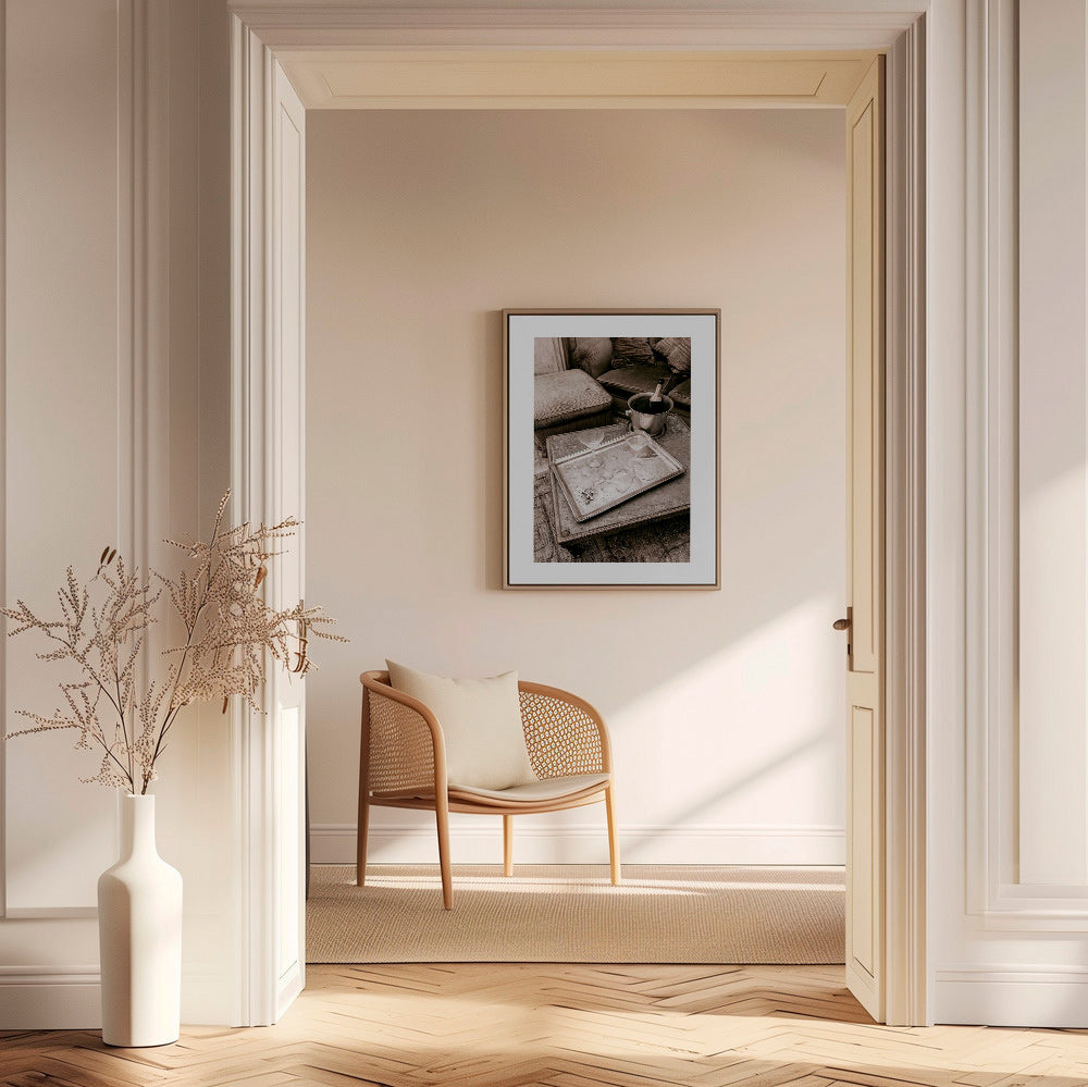 Art de cuisine con plateau et coupes