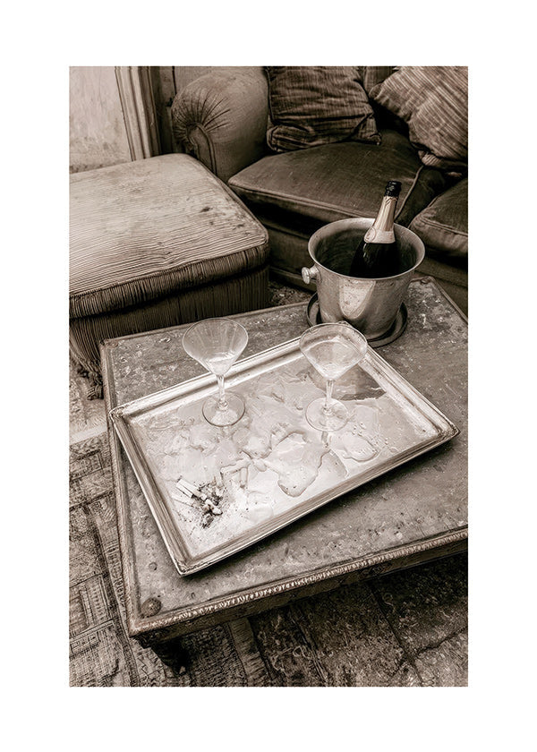 Art de cuisine con plateau et coupes