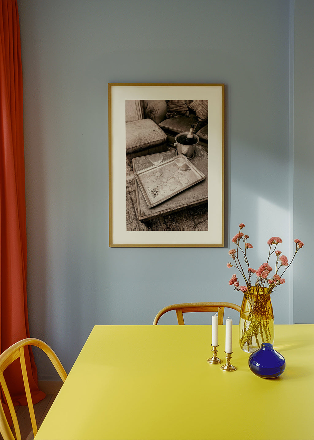 Art de cuisine con plateau et coupes