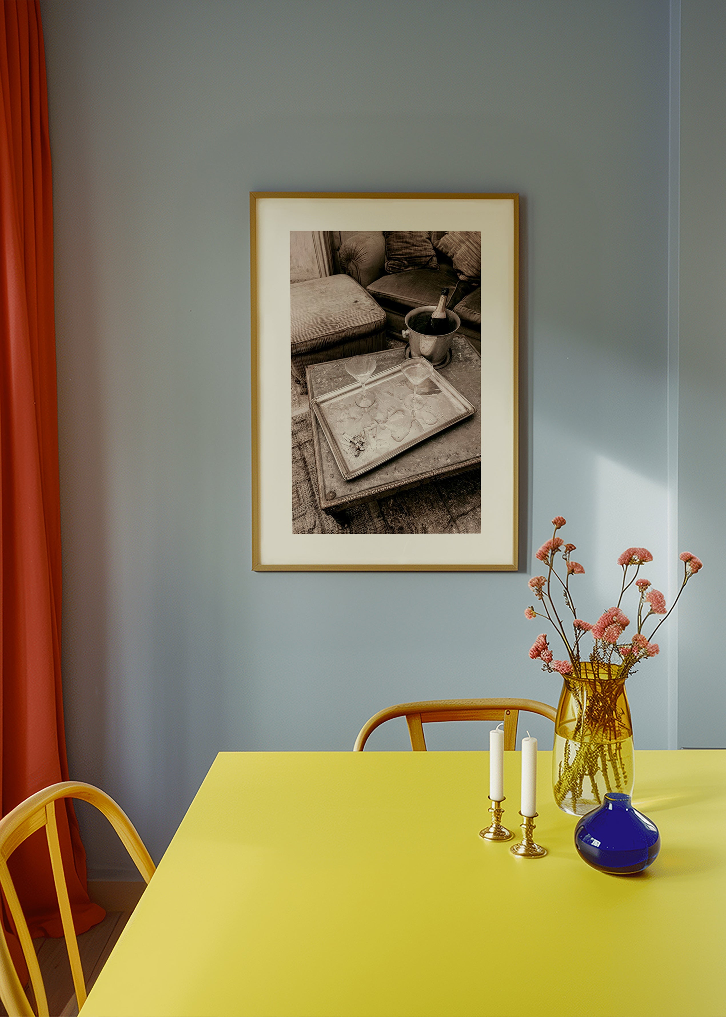 Art de cuisine con plateau et coupes