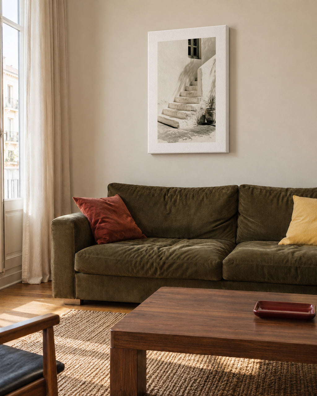 White Steps - Unframed canvas in an interior