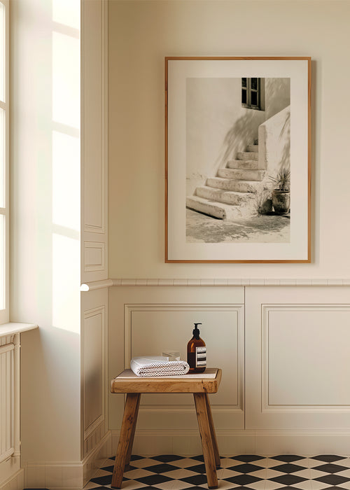 White Steps - Framed poster in an interior