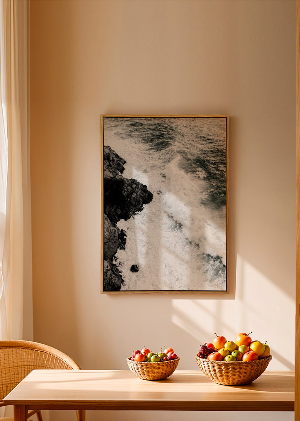Art de paysage : rochers atlantiques en noir et blanc