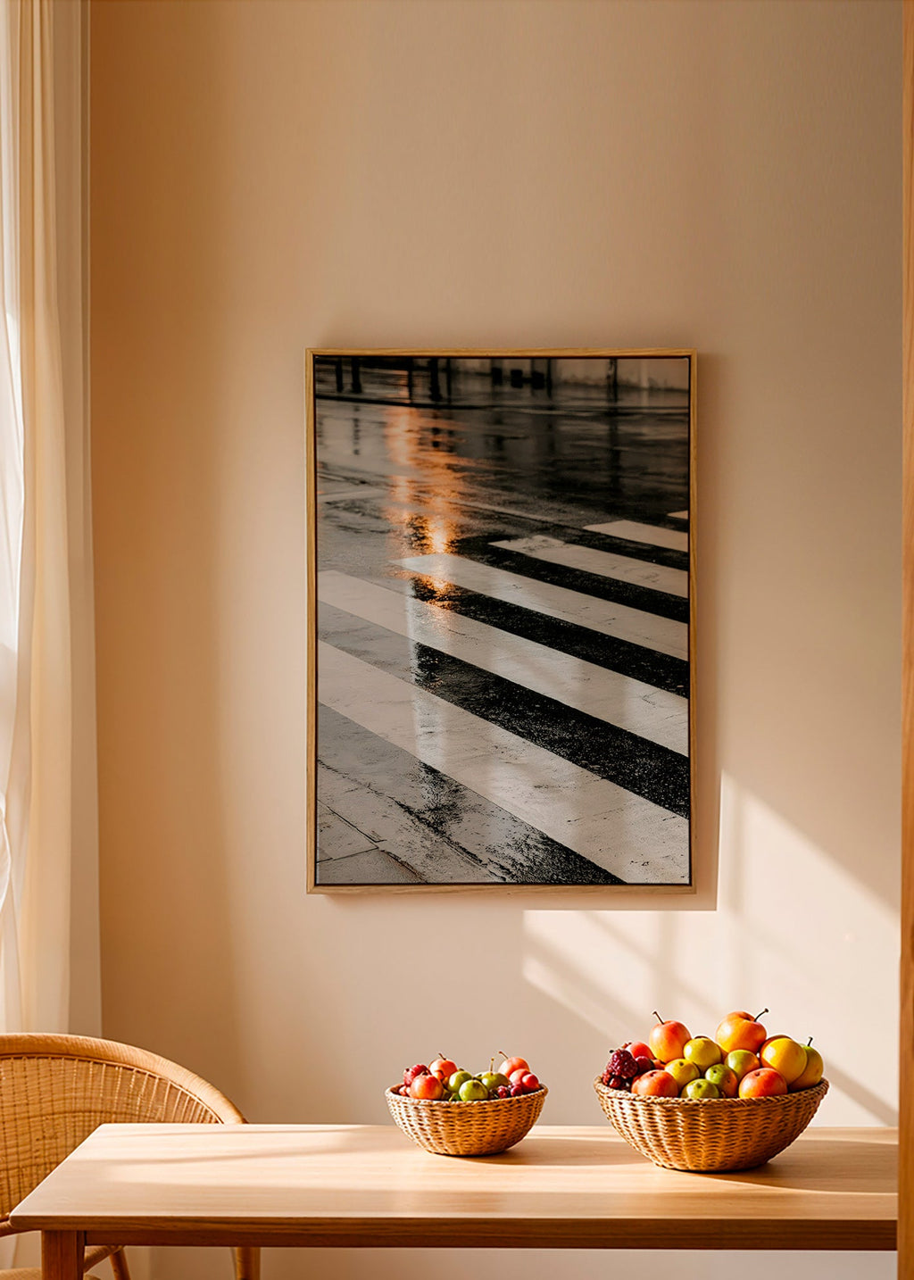 Photographie urbaine : passage piéton mouillé
