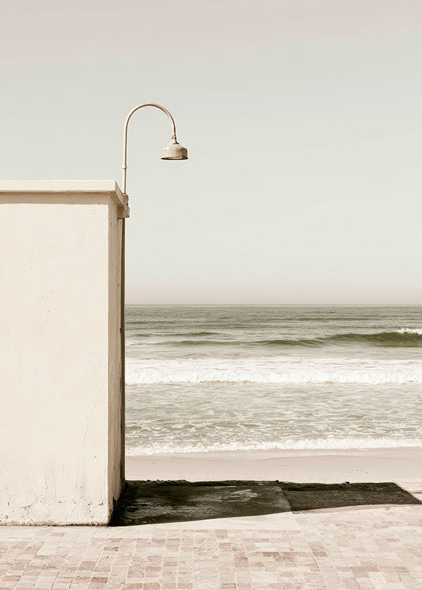 Tableau de paysage plage avec lampe murale