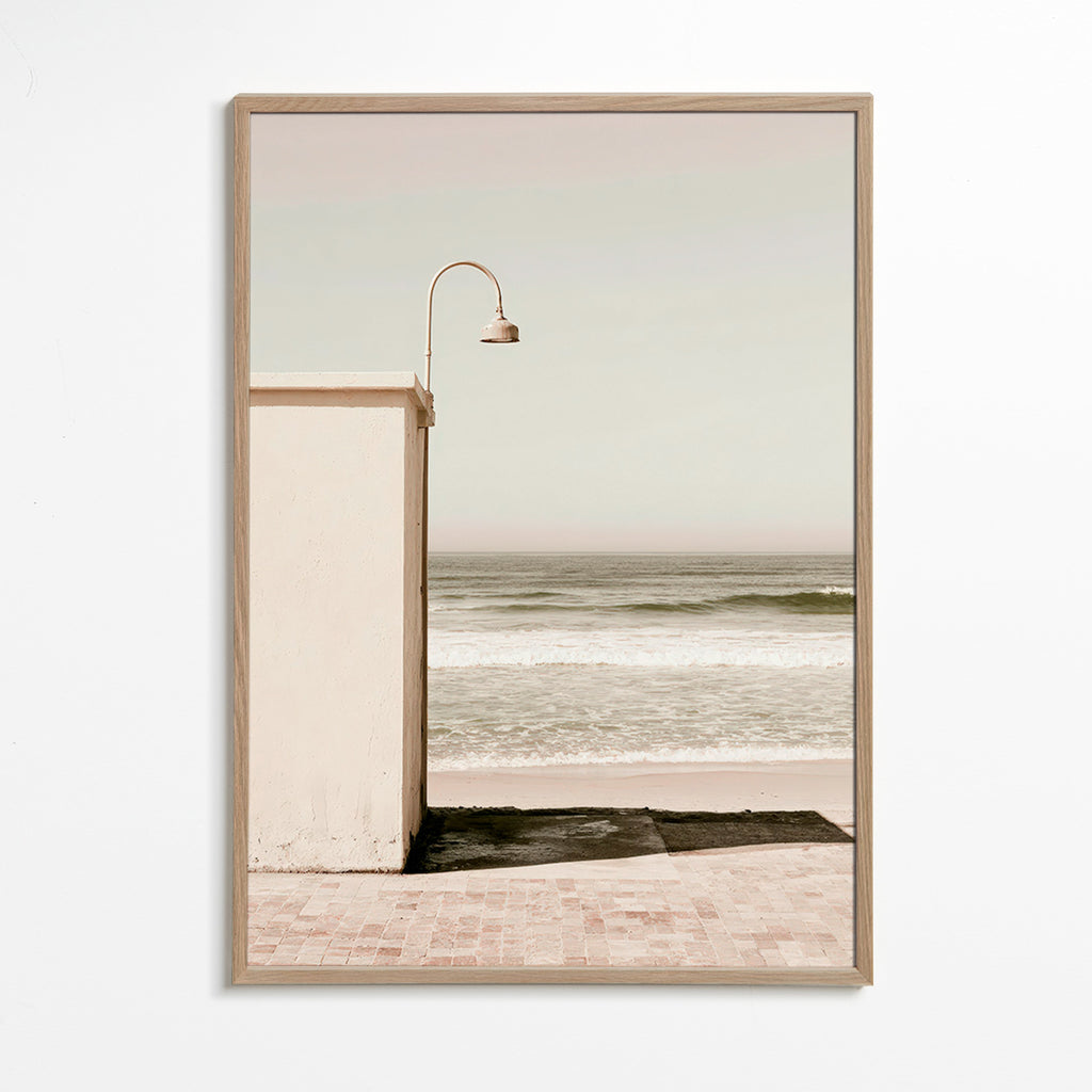 Tableau de paysage plage avec lampe murale