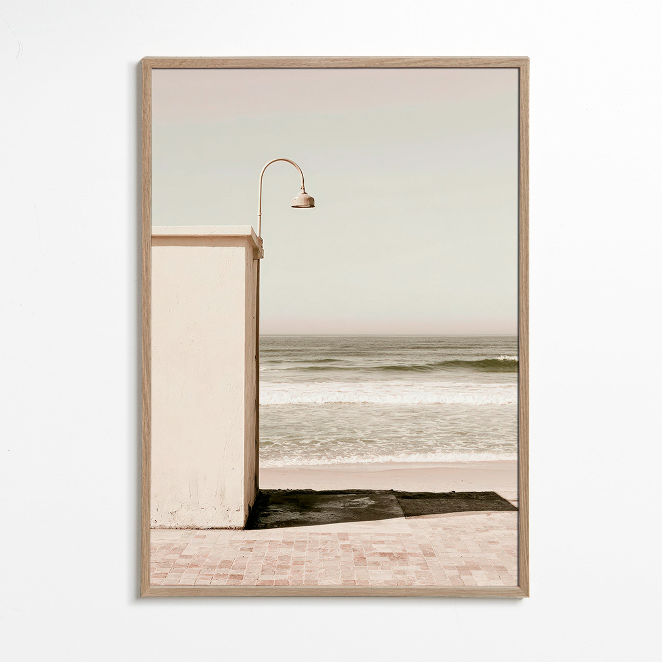 Tableau de paysage plage avec lampe murale