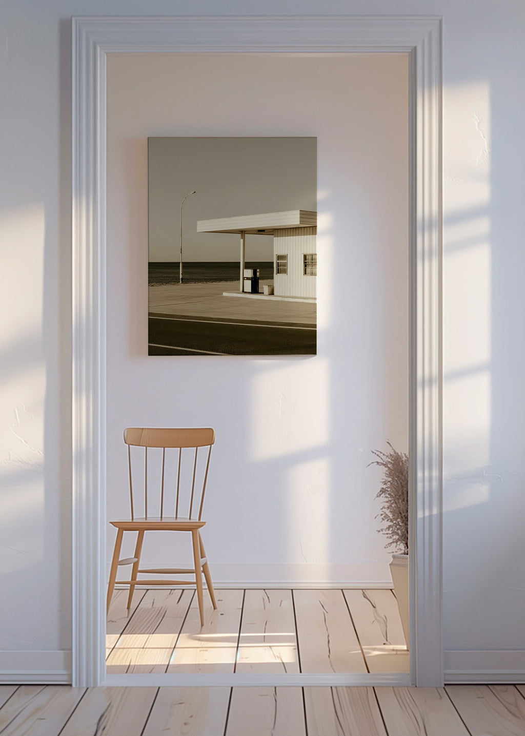 Art de paysage minimaliste station côtière vide