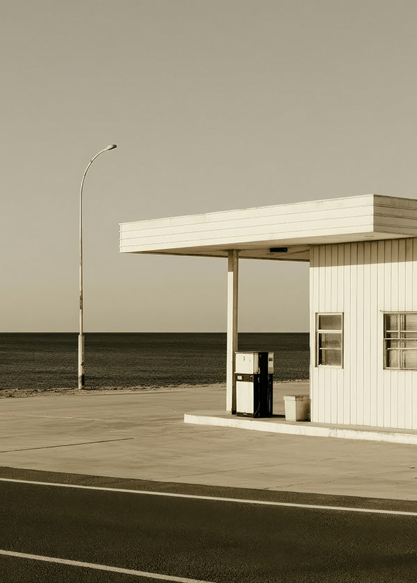 Art de paysage minimaliste station côtière vide
