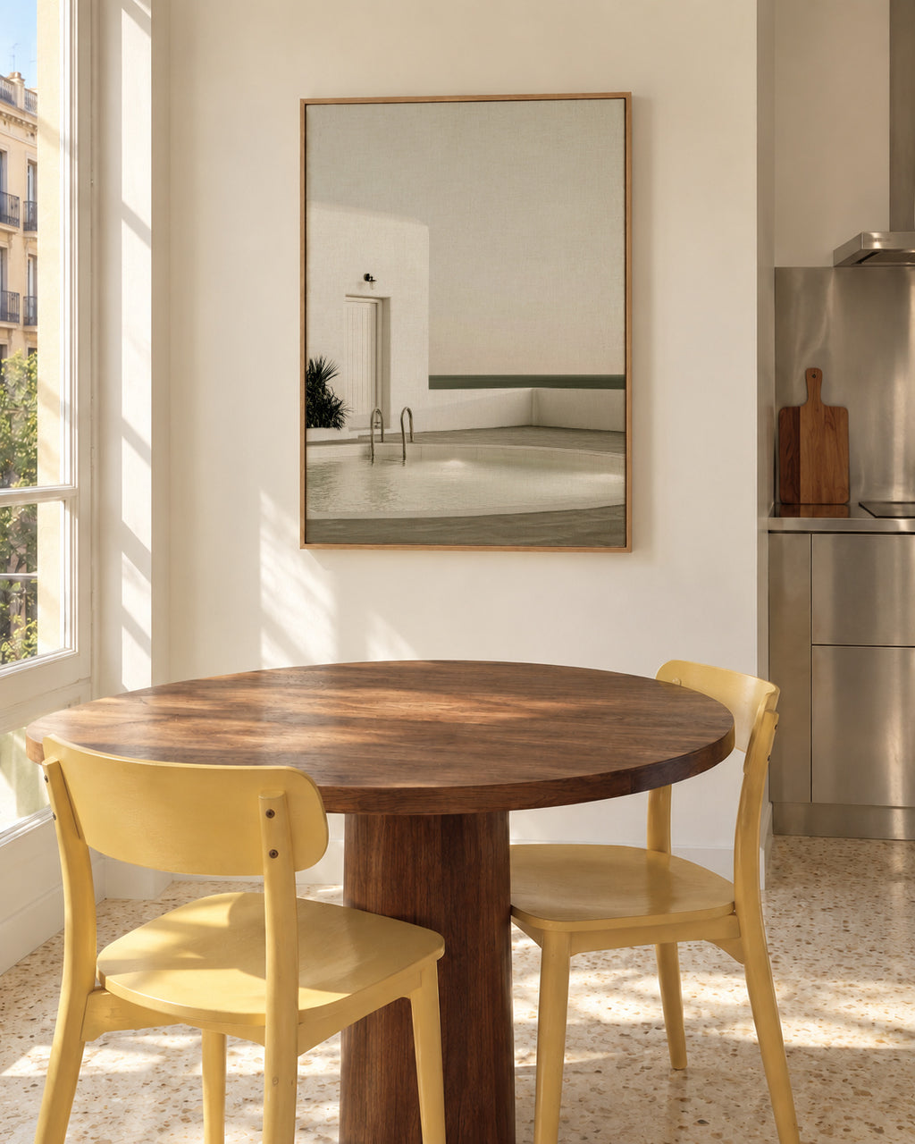 White Pool - Framed canvas in an interior