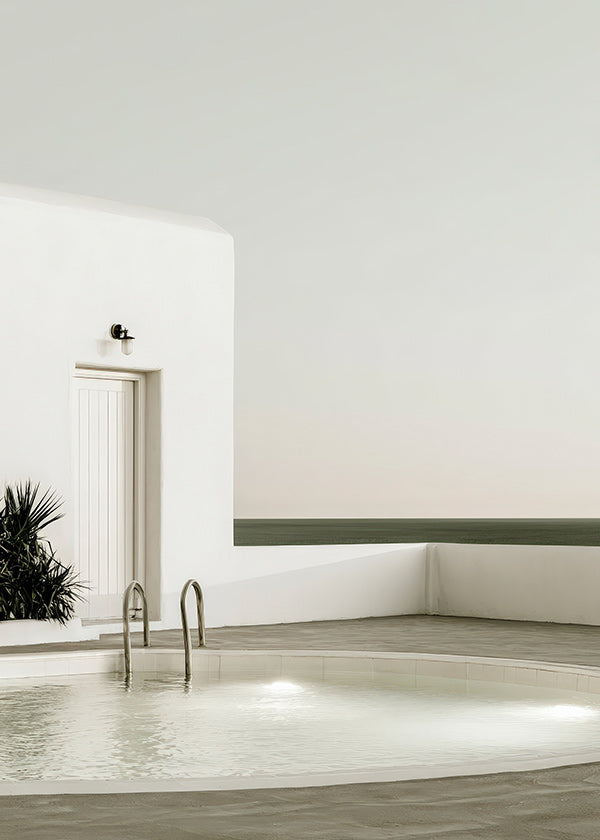 Photographie de piscine minimaliste et architecture blanche