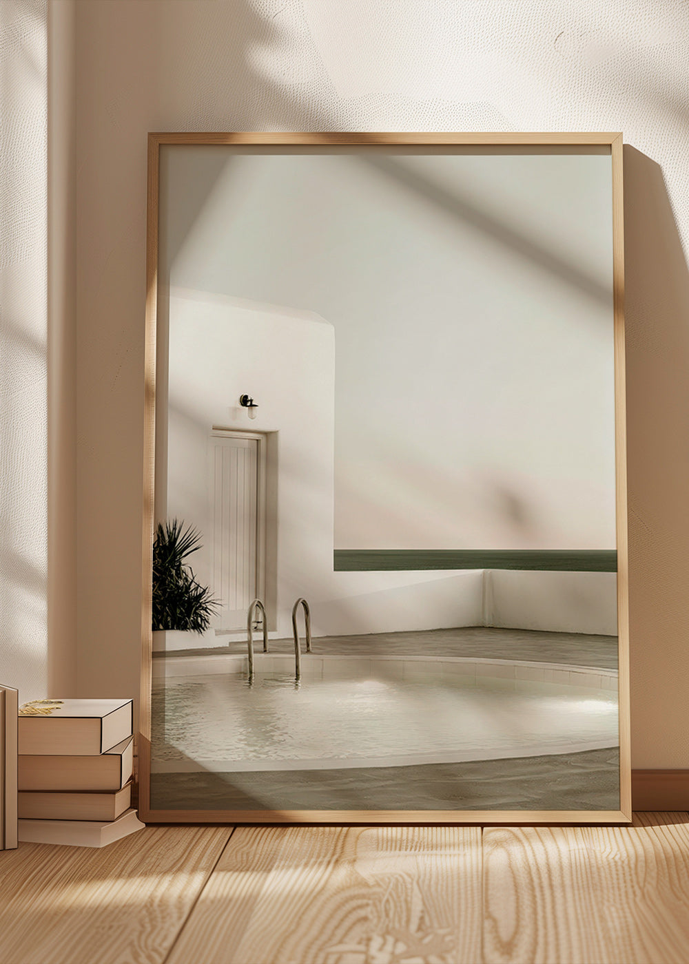 Photographie de piscine minimaliste et architecture blanche