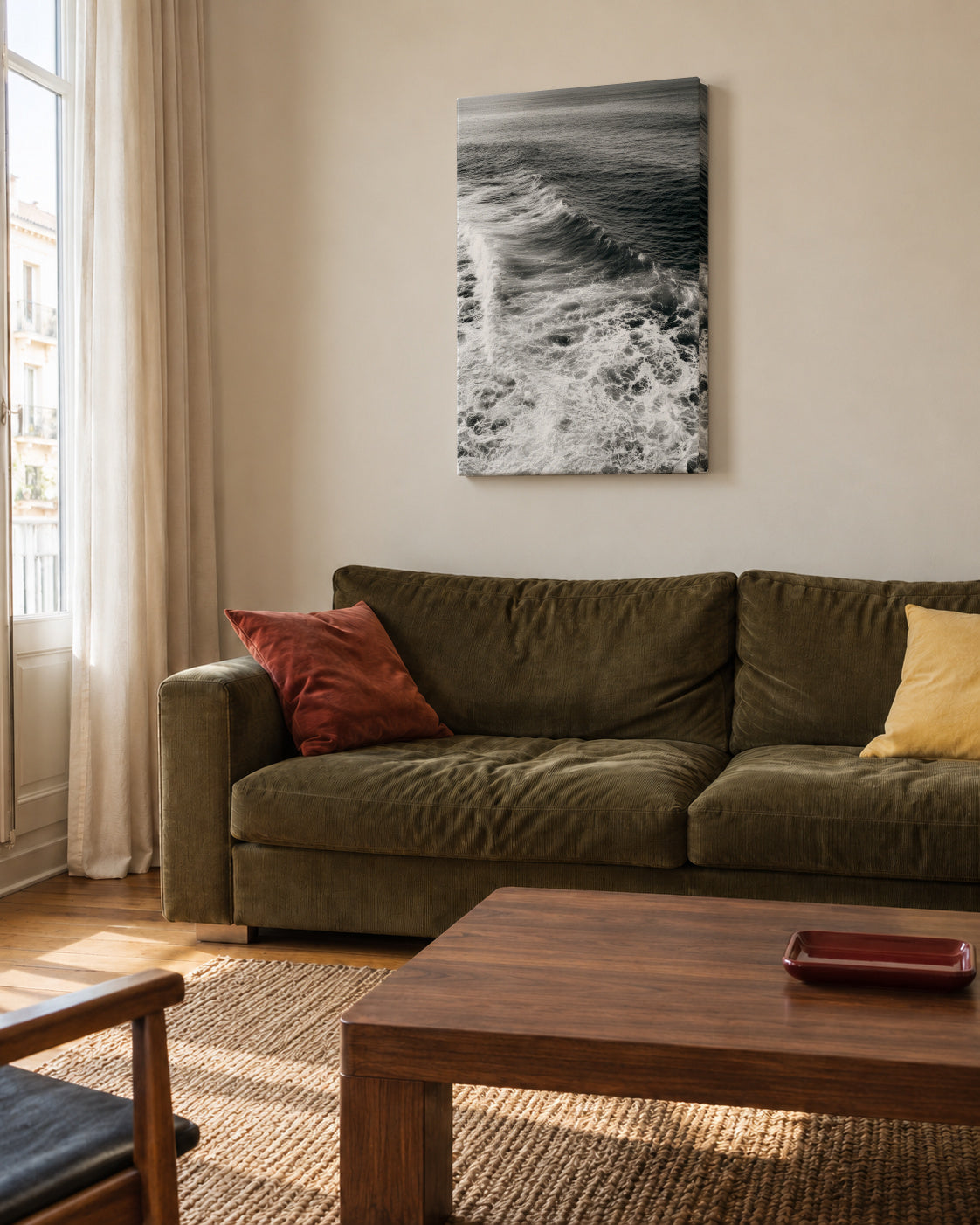 Ocean Wake - Unframed canvas in an interior