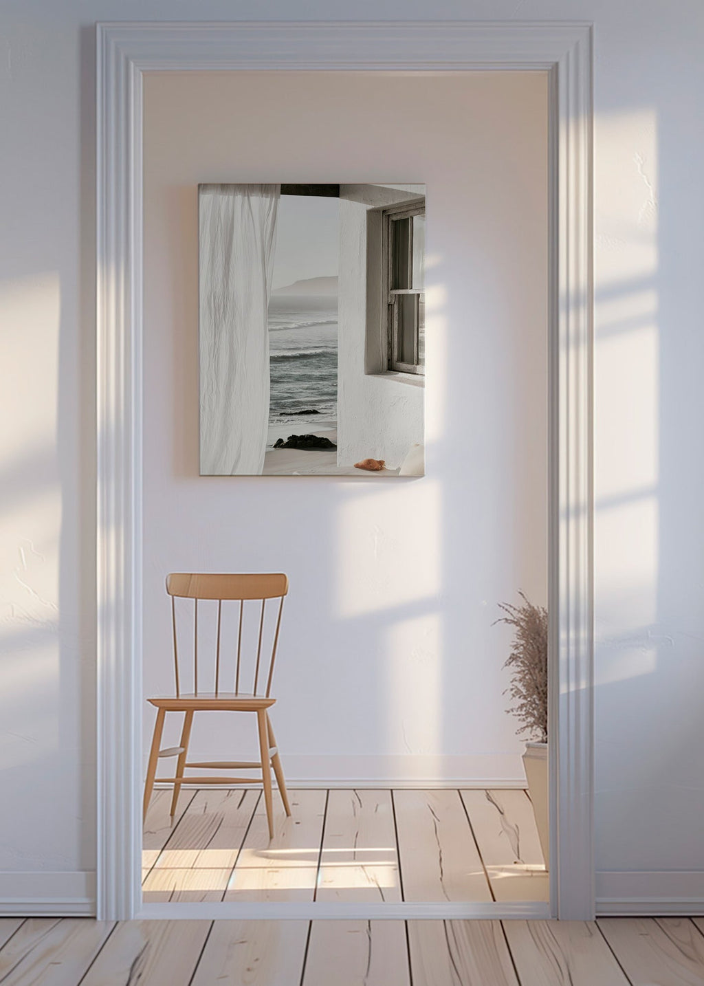 Tableau paysage: fenêtre sur la mer
