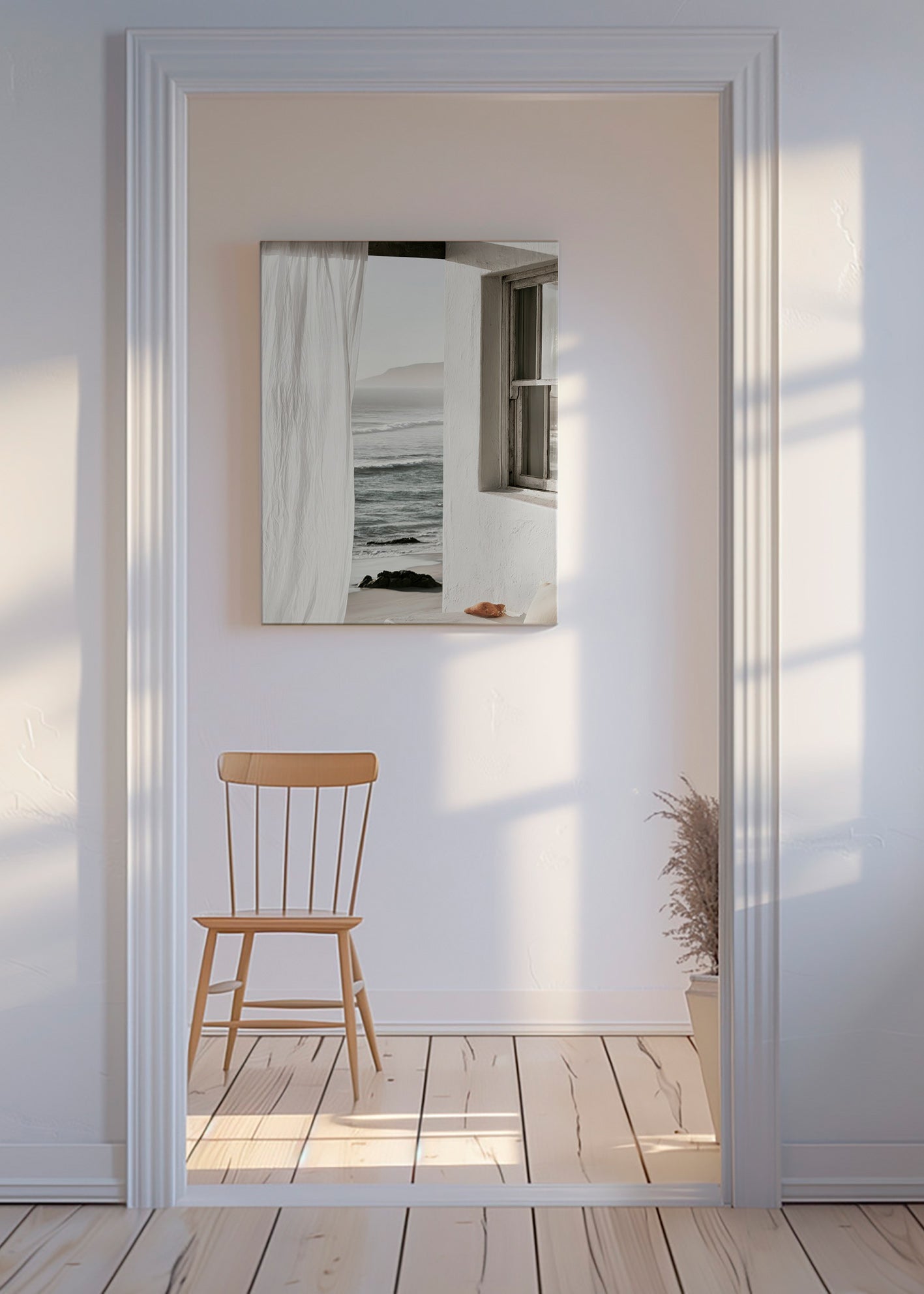 Tableau paysage: fenêtre sur la mer